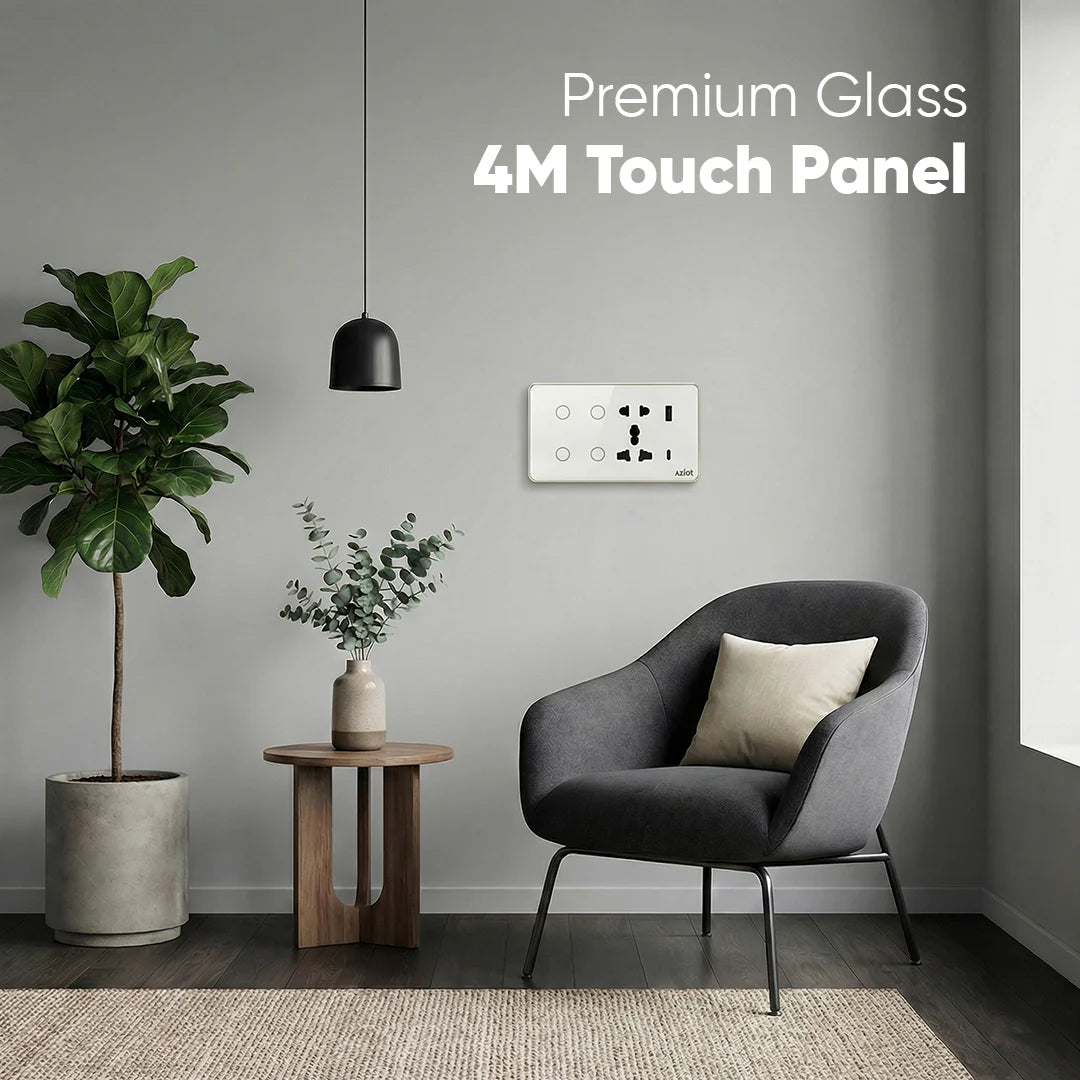 Wi-Fi + Bluetooth Smart Touch Switch Panel (4 Module – 4 Switch + Socket)