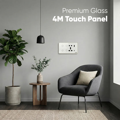 Wi-Fi + Bluetooth Smart Touch Switch Panel (4 Module – 4 Switch + Socket)