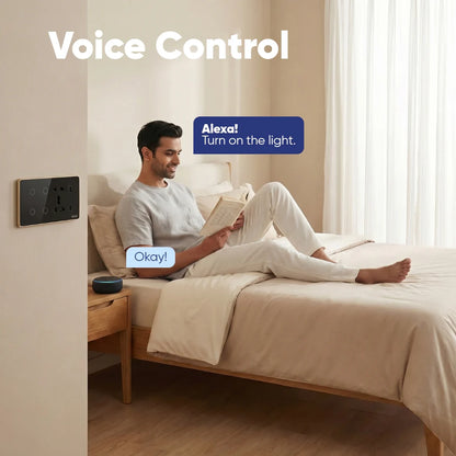 Wi-Fi + Bluetooth Smart Touch Switch Panel (4 Module – 4 Switch + Socket)
