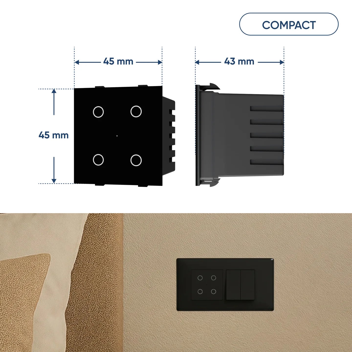 Wi-Fi 4 Gang Smart Touch Switch