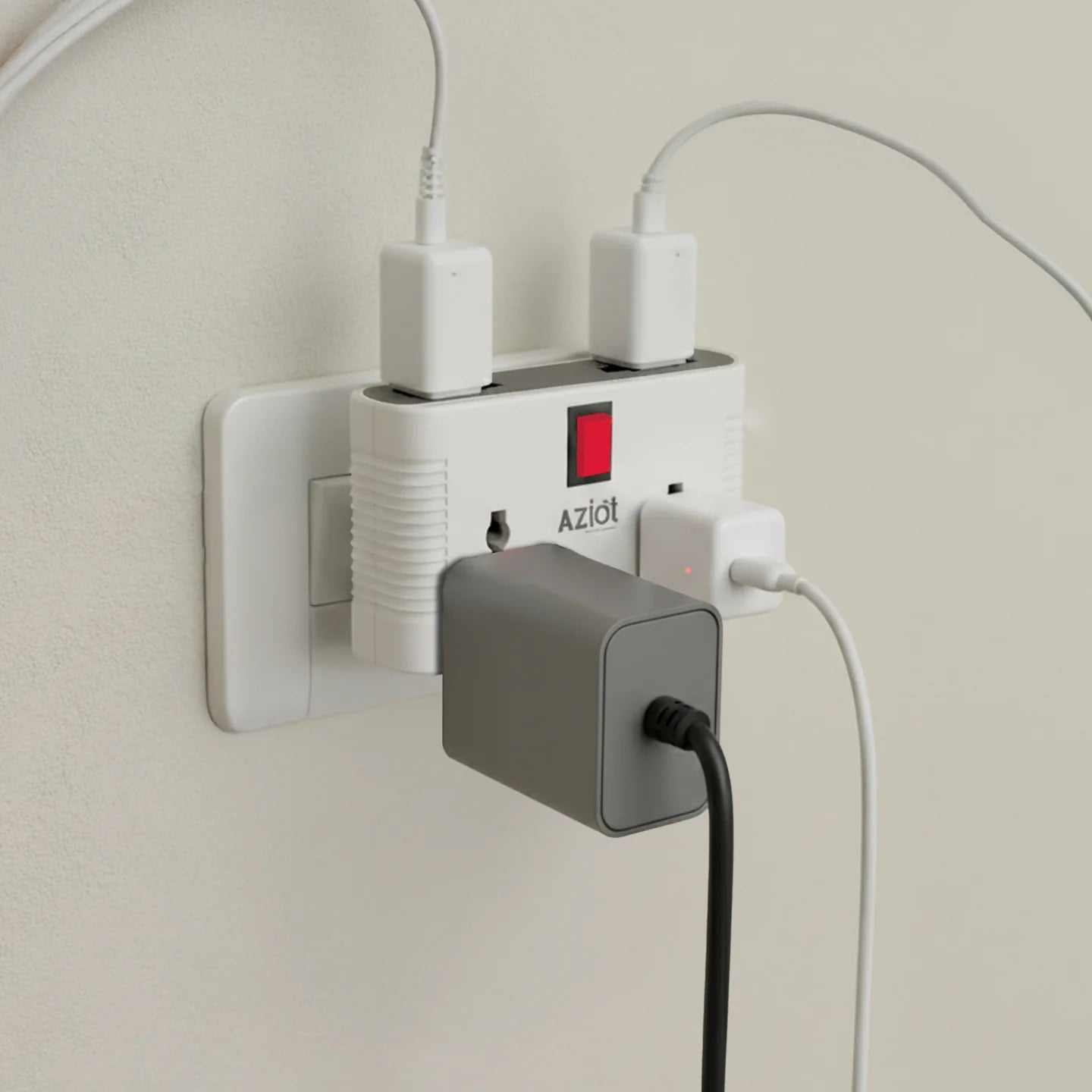 AZIOT Smart 4-Way Multi Plug Adaptor (WiFi + BLE) with 2 Universal Sockets