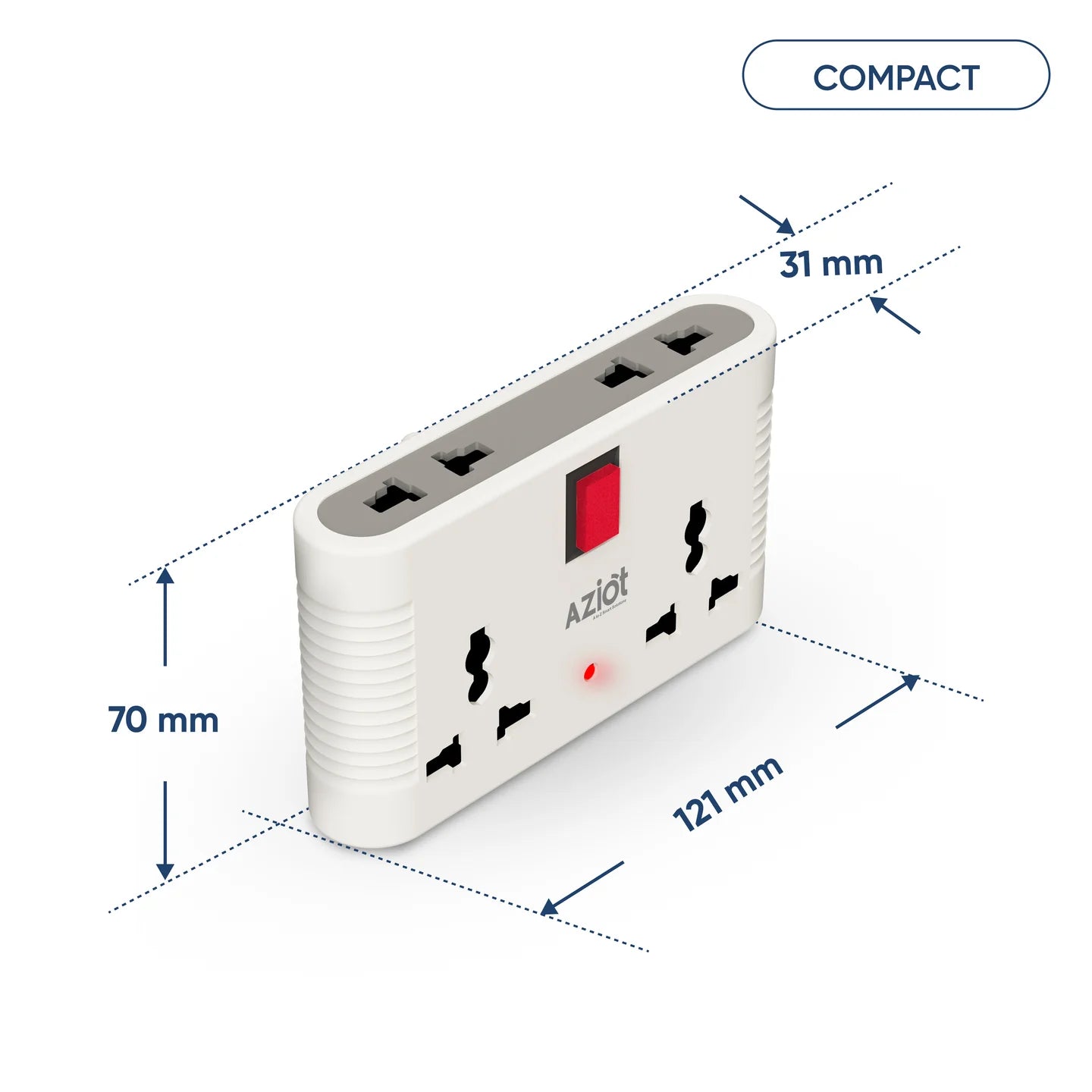 AZIOT Smart 4-Way Multi Plug Adaptor (WiFi + BLE) with 2 Universal Sockets