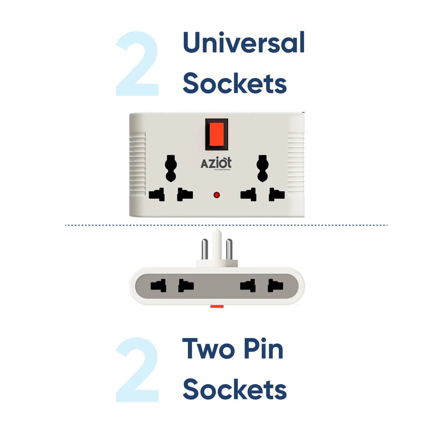 AZIOT Smart 4-Way Multi Plug Adaptor (WiFi + BLE) with 2 Universal Sockets