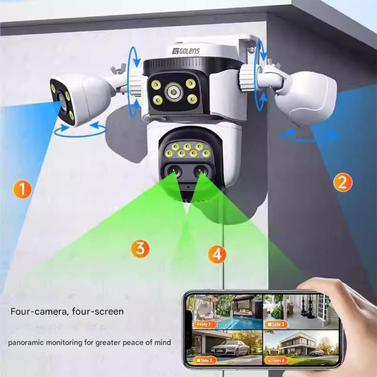 Golens WC22K 4-Lens 360° Panoramic Security Camera 10X Hybrid Zoom