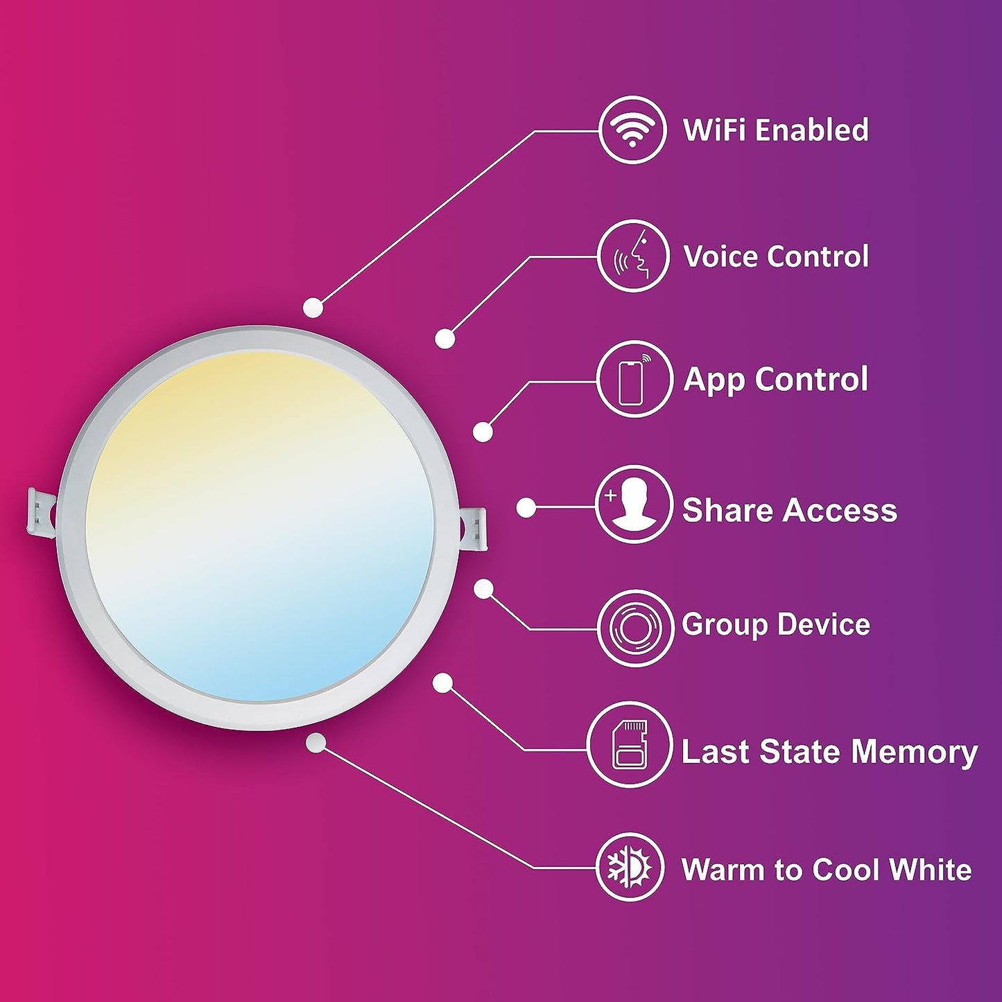 HomeMate Smart CCT Downlight – Round