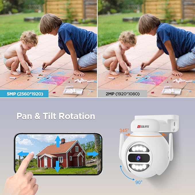 WC05S 5MP Wireless PTZ Security Camera System 4 Cameras 10.1" Monitor