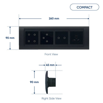 Wi-Fi Smart Touch Switch Panel – 8 Module with Fan Regulator & Socket