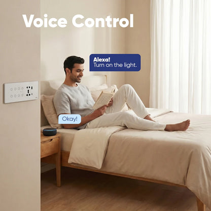 Wi-Fi + Bluetooth Smart Touch Switch Panel – 8 Module (6 Switch + Fan + Socket)