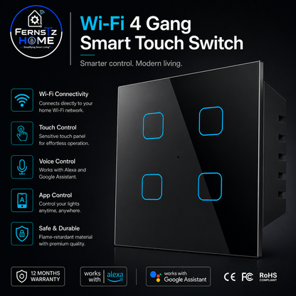 Wi-Fi 4 Gang Smart Touch Switch
