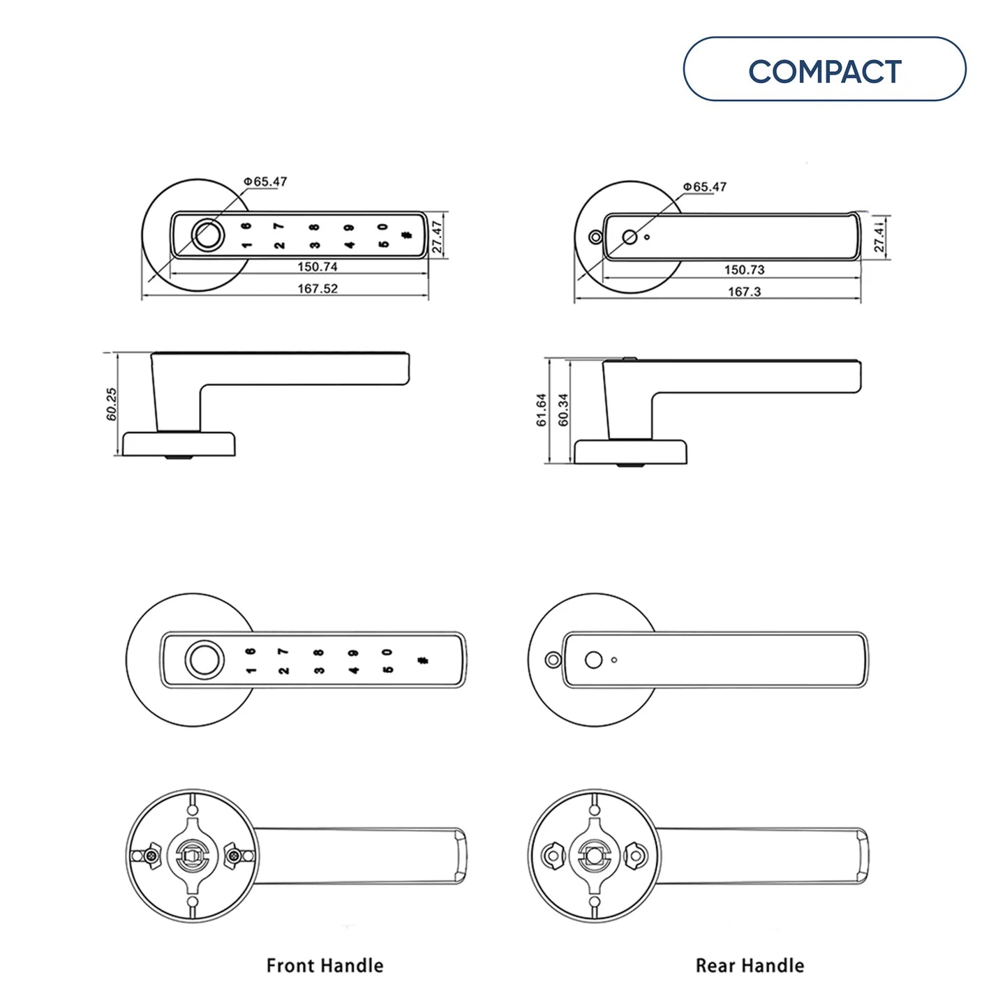 Smart Handle Door Lock with Fingerprint, Passcode & App Control