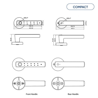 Smart Handle Door Lock with Fingerprint, Passcode & App Control