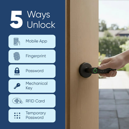 Smart Handle Door Lock with Fingerprint, Passcode & App Control
