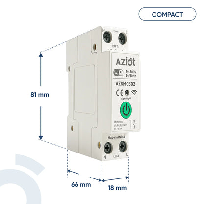1P 63A Wi-Fi Smart Circuit Breaker with Power Monitoring & Protection