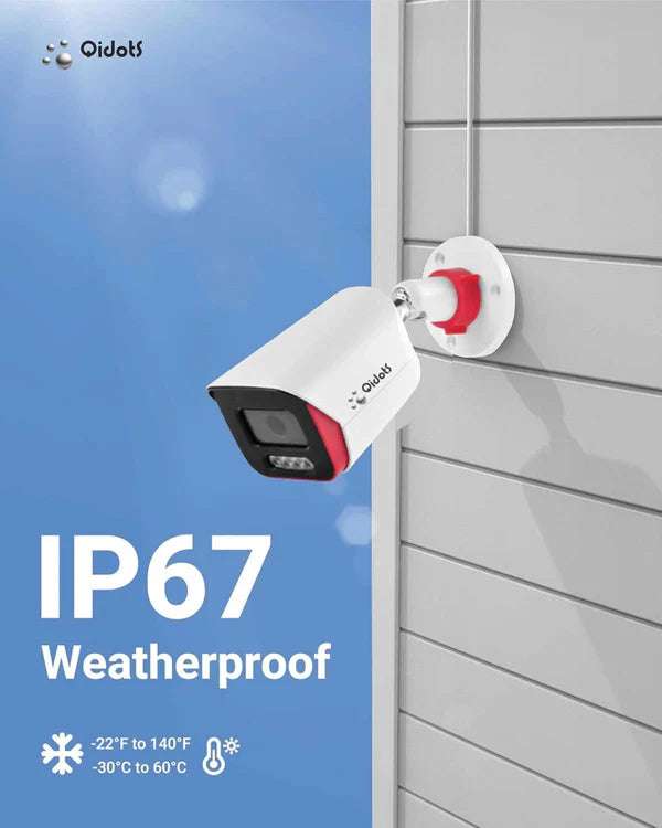 QIDOTS 4K 8MP PoE Bullet CCTV Camera – Pack of 4