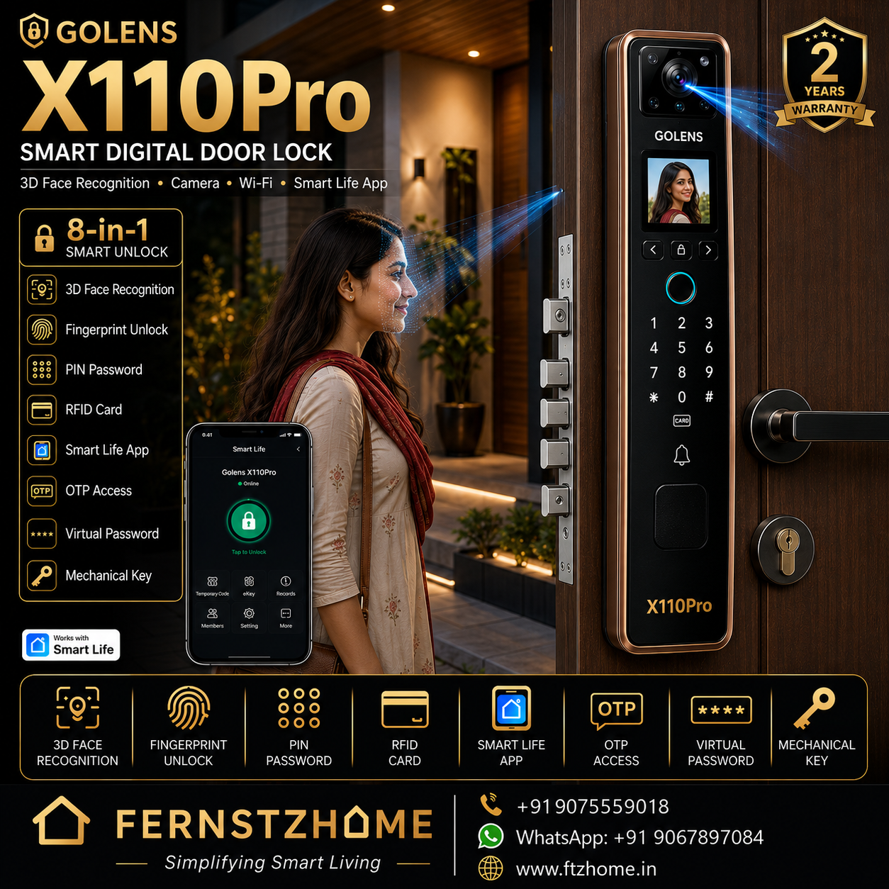 GOLENS X110Pro Smart Digital Door Lock
